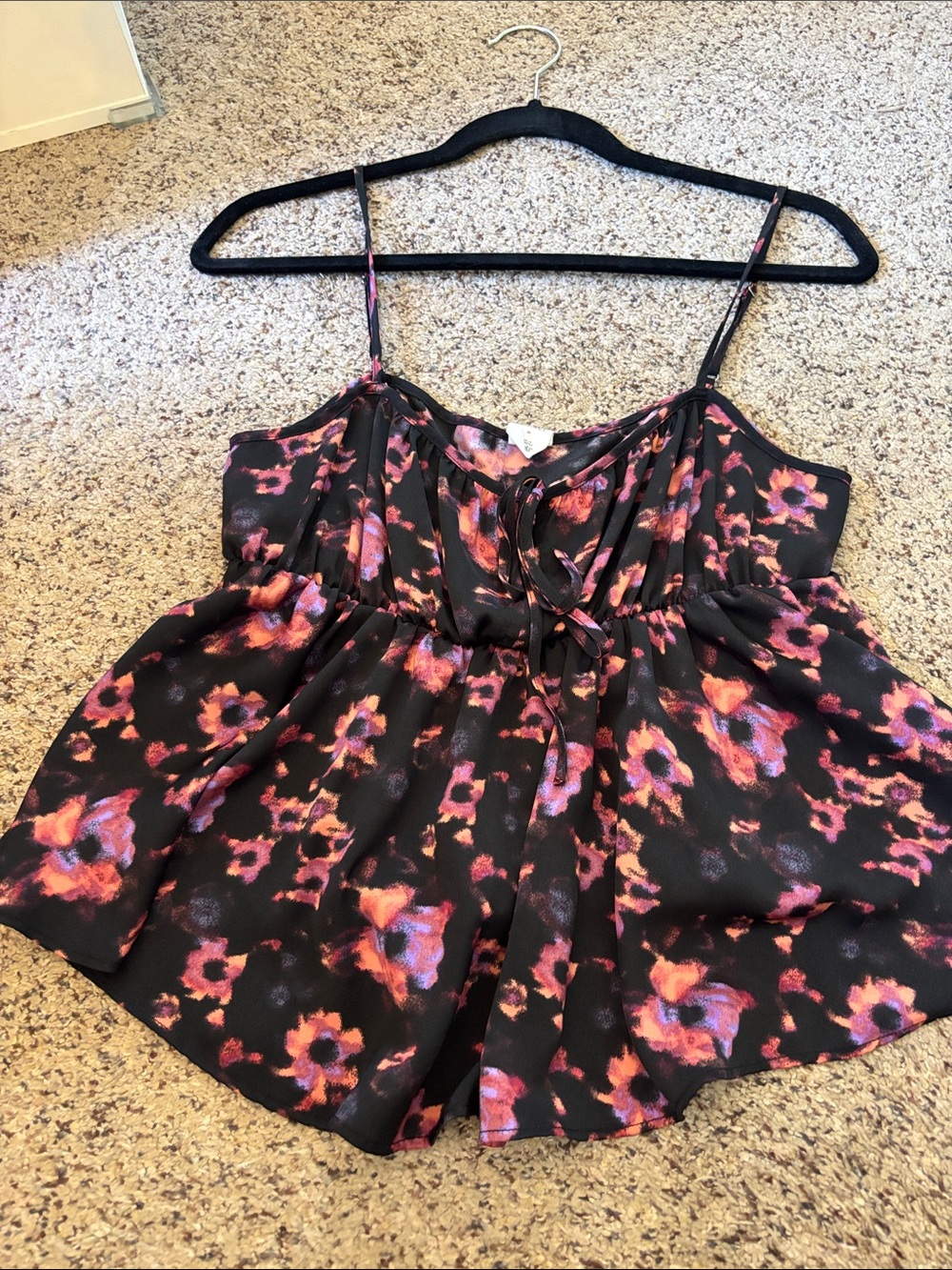 Melrose and Market Black Cami with Pink and Orange Floral Print